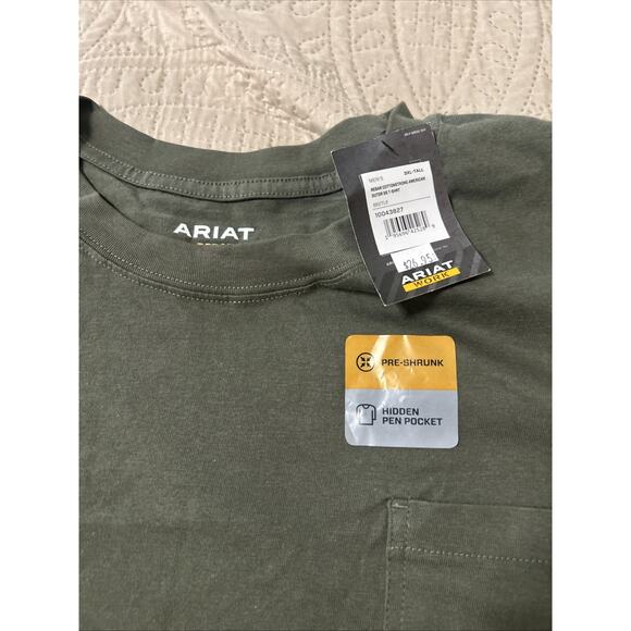 Ariat Work Rebar Tee Shirt Mens 3XL TALL Green Short Sleeve Crew Neck NWT - Picture 2 of 7